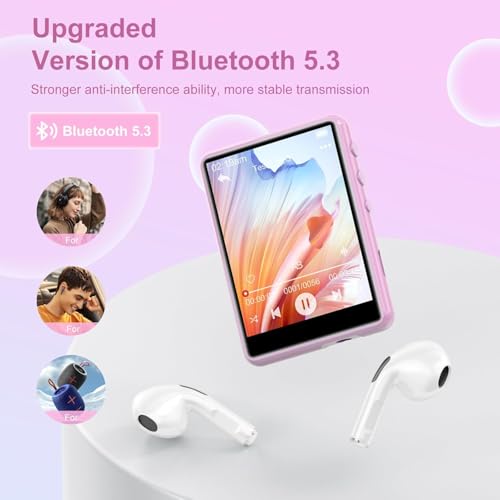Image of MP3 Player with Bluetooth 5.3-64GB Portable Music Player with 2.4 inch Full Touch Screen, MP3 Player with HD Speaker, FM Radio, Video, Voice Recorder, HiFi Sound Shuffle Music Player