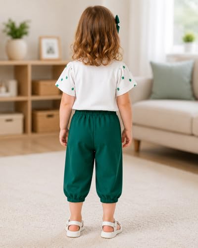 Image of Bold N Elegant Girls Floral Print Balloon Sleeve T-Shirt Top and Capri Shorts Summer Clothing Set for Infant Toddler Baby Girls