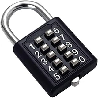 Padlock - 10 Digit Push Button Combination Padlock, Security Padlock Digital Lock, for Locker Drawer Cabinet Door DIY Hardware Combination Padlocks (Black)
