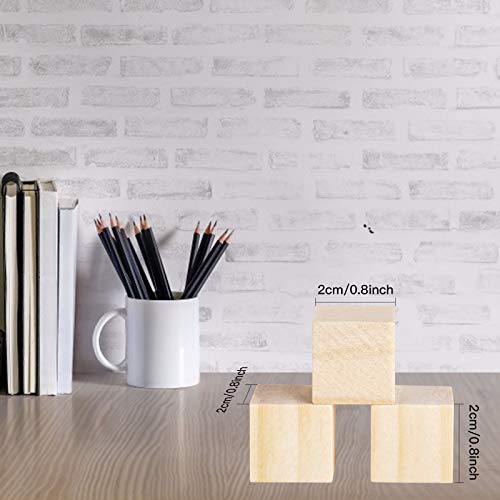50 Pack Wooden Blocks,Unfinished Wood Cube Boxes 0.8" Natural Blank Shower Decorating Solid Wood Square For Puzzle Making, Wood Burning, Crafts, And Diy Projects #TOP1