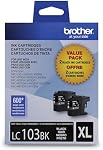 Brother Véritable LC1032PKS Cartouche d'encre noire standard (2), Cartouches de remplacement d'encre originales, encre pour Brother Imprimantes jet d'encre MFC-J6520DW, MFC-J6720DW et plus encore
