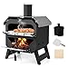COSTWAY Outdoor Pizzaofen, Pizza Ofen mit Pizzaschaufel, Pizzastein, wasserdichter Abdeckung, Edelstahl-Dach & hitzebeständigen Griffen, tragbarer Brennofen, Holzofen für Picknick, BBQ-Party, Camping