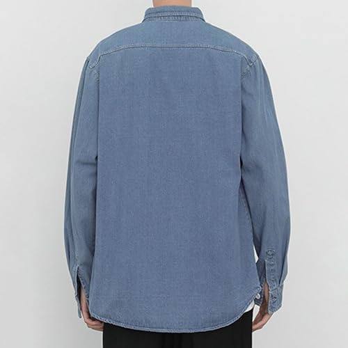 Maiyifu-GJ Men's Denim Jackets Cotton Lightweight Casual Loose Jean Jacket Fashion Distressed Button Down Trucker Coats3