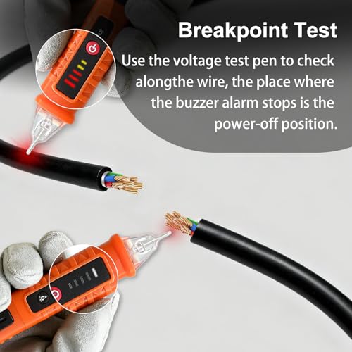 voltage tester non-contact voltage detector electrical tester 3 ranges ac 12v48v70v-1000v livenull wire tester with buzzer alarm and flashlight wire breakpoint finder - orange
