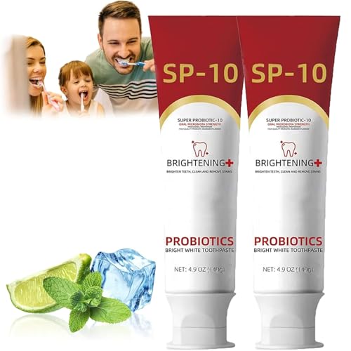 Dentifrice Sp-10, Dentifrice super probiotique Sp-10, Dentifrice ultra blanchissant Sp-10 avec 6 probiotiques, Dentifrice probiotique Sp-10 Nettoyage en profondeur des dents (2Pcs)