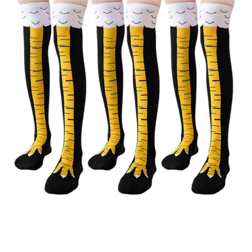 Alfven Pieds de Poulet Chaussettes, 3 paires Chicken Legs Socks Longues Chaudes Amusantes Costume Chicken Leg Socks pour Hommes Femmes Taille unique (Noir)