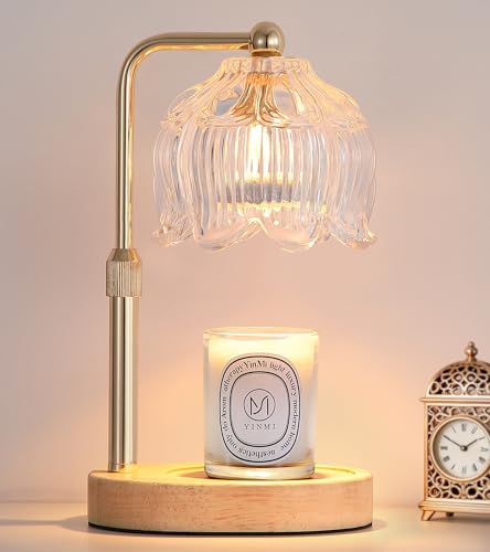 Gold Candle Warmer Lamp for Flower-Shaped Glass Wax Melt Warmer for Jar Candles Candle Warmer Lamp with Timer Dimmable Birthday Mothers Day Valentines Gifts for Women Mom Sister Wife Bedroom