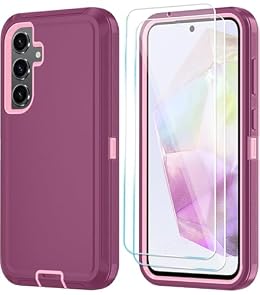 ONOLA Compatible with Samsung Galaxy S26 Case with HD Screen Protector, Heavy Duty Shockproof & Dropproof 3-Layer Cover Phone Case for Galaxy S26 6.3'',WineRedPink