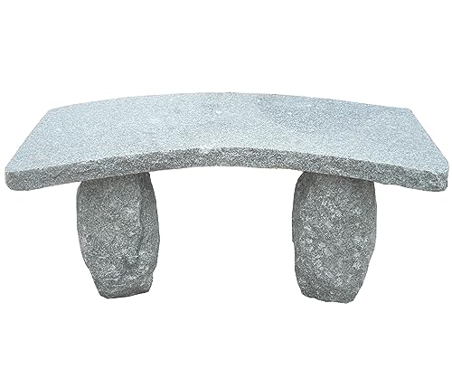 Dehner Gartenbank gebogen, 2-Sitzer, ca. 100 x 40 x 45 cm, Granit, grau