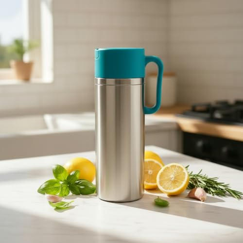 Image of SUPERMOM Oil Pourer 1000ml - Stainless Steel with Anti-Drip Spout & Easy Grip Handle Dispenser for Cooking Oil, Vinegar, Ghee & Liquid Seasoning, Leakproof Kitchen Storage Bottle (Set of 1)
