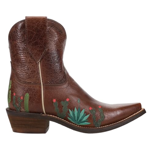 Womens Agave Embroidery Snip Toe Casual Boots Ankle Low Heel 1-2