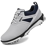 ULTIANT Men's Golf Shoes Fixed Nailless Sole Waterproof Lightweight No-Slip Walking Shoes Size7.5-14(Grey,48)