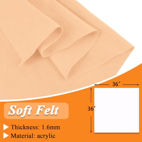 Image of IONTACH 36 inch X 36 inch Soft Felt Fabric 1.6mm Thick (Apricot Cream)