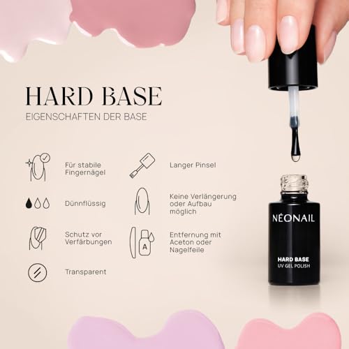 NÉONAIL UV Nagellack - Transparent Base Coat Gel UV - Hard Base 7,2 ml - Unterlack Für Nägel - UV Lack - Gel Nägel