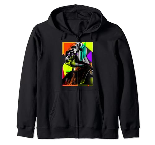 Sweat Darth Vader Star Wars néon géométrique à fermeture éclair, cadeau idéal pour fan