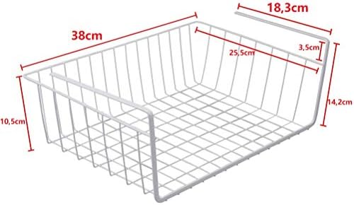 Lawei Under Cabinet Storage Shelf Wire Basket Organizer Fit Dual Hooks for Kitchen Pantry Desk Bookshelf Silver (2 Pack)