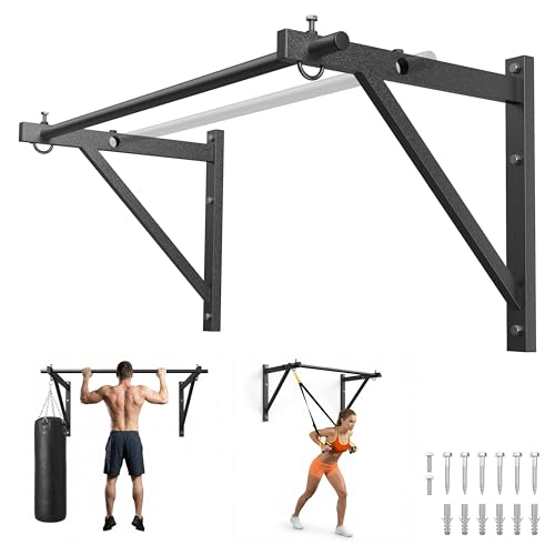 HANDBODE Pull Up Bar for Doorway and Wall Mount - Chin Up Bars for Home Gym, 52‘’ in Upper Body Workout Equipment with 500 lbs Capacity, Portable Thickened Steel Construction, Joist Mounted