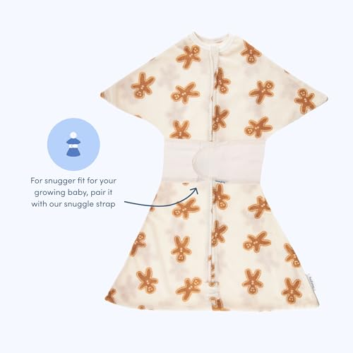 Image of SleepingBaby Zipadee-Zip Fleece Transition Swaddle - Arms-Out Wearable Blanket for Baby Sleep, Soft Breathable Fleece 0.8 TOG - Cookies, Small (4-8 Month)