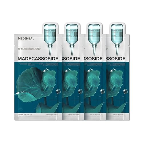 Image of MEDIHEAL Madecassoside Essential Mask (4 Sheet) Blemish Repair Korean Sheet Mask, Redness Relief, Skin Barrier Repair, Deep Hydration, Improves Skin Texture