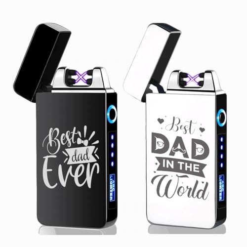 Electric Arc Lighter Rechargeable Plasma Lighter for Men (Black Style 4 (The Man the Myth Dad the Legend))