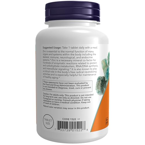 Image of NOW Foods Supplements, Zinc (Zinc Gluconate) 50 mg, Supports Enzyme Functions*, Immune Support*, 250 Tablets (Pack of 2)