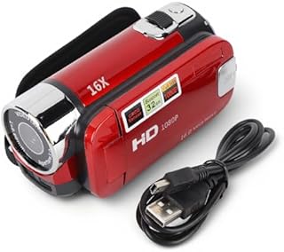 Yunir Video Camera Camcorder Digital Camera Recorder Full HD 4K 30FPS 48MP 2.7Inch 16X Digital Zoom Vlogging Camera Recorder, with USB Cable (Red)