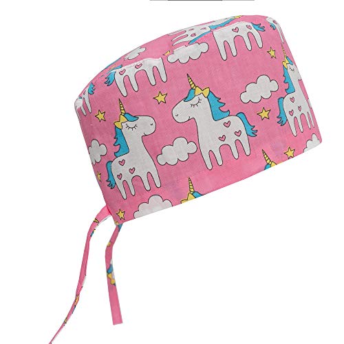 Scrub Cap Hat Unisex Animal Print Uniform Unicorn (Pink) - Thumbnail 3