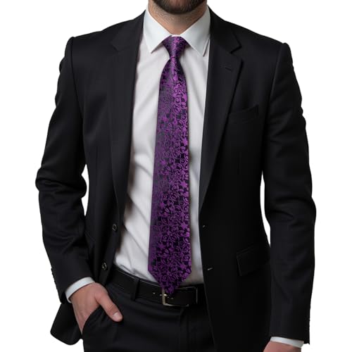 Image of Hi-Tie Mens 70inches Tie Set Extra Long Necktie for Men Cufflinks Handkerchief Big Tall Men Business Wedding