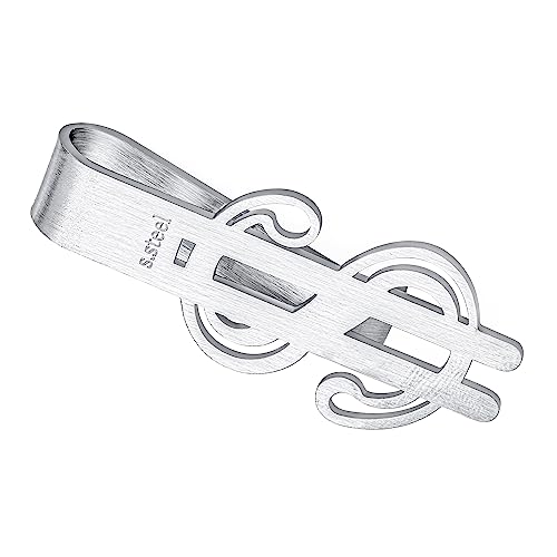 Bling Jewelry Personalized Engravable Dollar Sign Large Wide Strong $ Men Money Clip Card Holder for Men Teens Father Brushed Silver Tone Stainless Steel Customizable