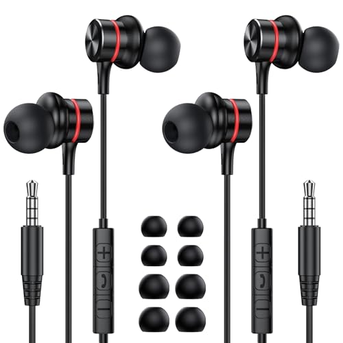MOSWAG Écouteurs Intra-Auriculaires, Ecouteurs Filaire Jack 3.5mm avec Microphone, Confortable Réduction du Bruit Son Stéréo Contrôle Compatibilité avec...