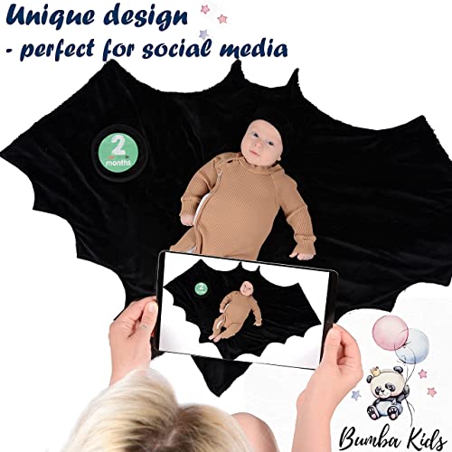 Bumba Kids Multi-Use Bat Blanket Has A Monthly Baby Milestone Blanket Option And Plush Black Baby Hat With Ears, Baby Bat Swaddle Blanket, Black Baby Blanket, Black Swaddle Blanket, Goth Baby Stuff #TOP7