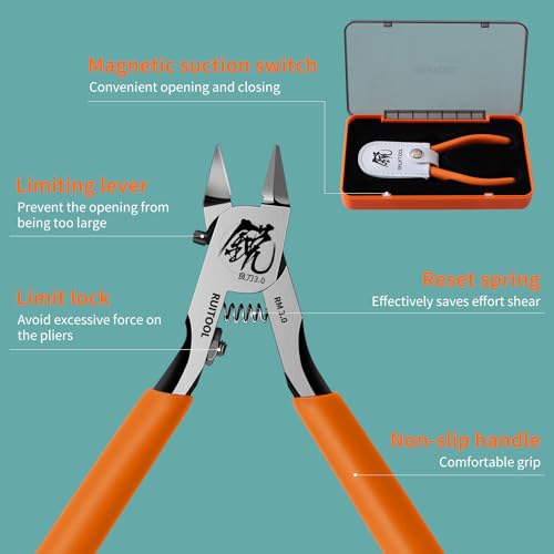 RUITOOL Model Nippers, Model Tools for Advancers to Repair and Fix Plastic Models, Ultra-thin Single Blade Model Nipper, Non-slip Grip 4.7 Inch Sprue Cutter for Plastic Model Building