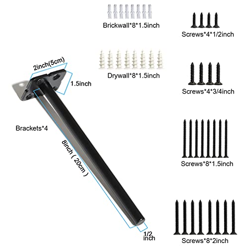 Somada 8 Inch Floating Shelf Brackets, 4 Pack Invisible Heavy Duty Shelf Supports, Solid Steel Hardware Kit For Mounting Concealed Wooden Shelves Or Mantle, Hidden Brackets For Blind Shelf #TOP5