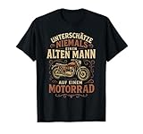 Unterschätze alten Mann Motorrad Biker Vintage Rocker T-Shirt
