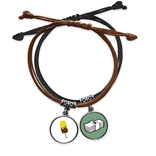 Pulsera de cuero hecha a mano en color amarillo y marron chocolate ajustable