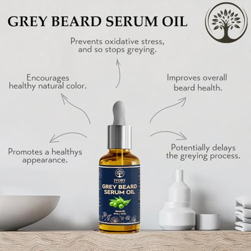 Image of Grey Beard Oil Serum (55 ml) - Helps in Reduces Greys & Restore Natural Black Beard Color | With All Natural Ingredients for All Beard Types
