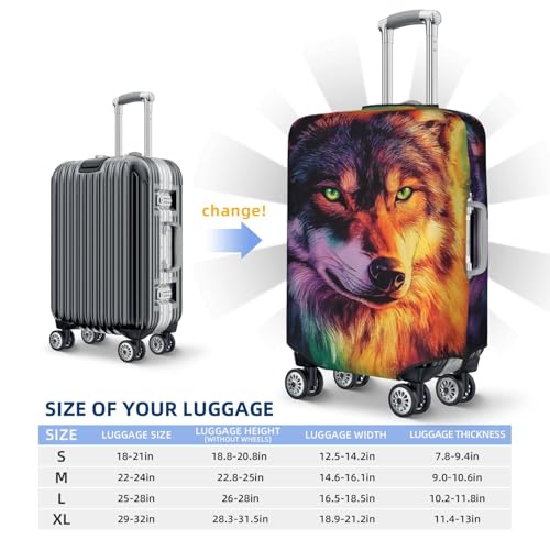 Colorful Wolf Print Travel Luggage Cover Elastic Baggage Protector Fits 29-32 Inch Luggage4