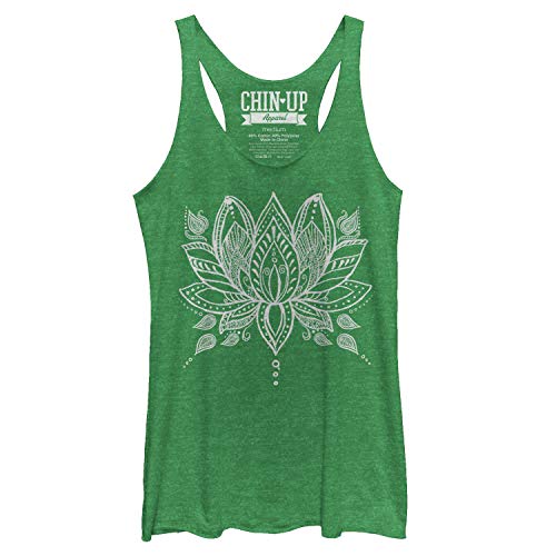 Chin Up Women’s Junior Henna Lotus Shirt, Green//Henna Lotus, Small