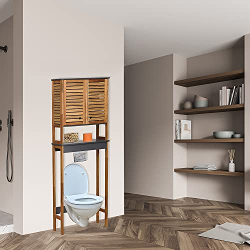 Evideco French Home Goods Over The Toilet Storage Cabinet Bathroom Elements Acacia - Gray Wood #TOP4