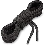 Cordones Redondos para Botas Miscly [3 Pares] Cordones Reforzados y Duraderos para Botas, Calzado de Seguridad y Zapatos de Senderismo - 5 mm Diámetro (160cm, Negro)