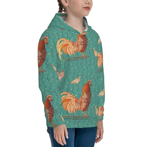 Rooster and a Hen Kids Pullover Hoodies Boys Sweatshirts Girls Athletic Clothes with Pocket3
