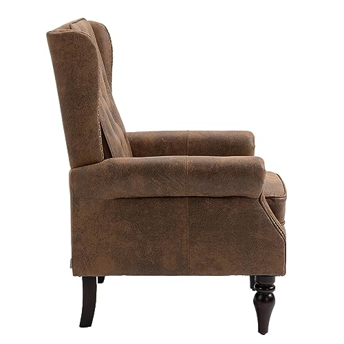 Sillón Tufted Wingback Microfibra Chocolate miniatura 6