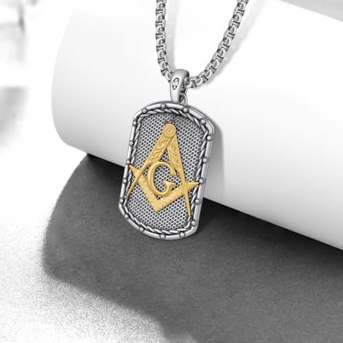Fugungju Masonic Necklace for Men 925 Sterling Silver Masonic Pendant Necklace Masonic Gifts for Men3