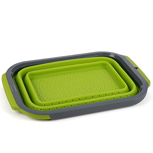 Collapsible Silicone Over-The-Sink 6 Qt Colander, Green/Black #TOP2