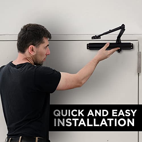 Lynn Hardware Heavy Duty Commercial Door Closer, Dc8016 Automatic Door Closer, Surface-Mounted Auto Door Closer, Size 1-6 Commercial Door Closer Heavy Duty For Heavy Traffic Areas, Matte Black #TOP3