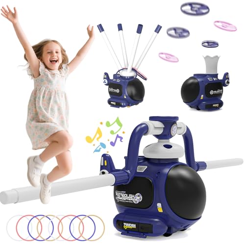 WhimsQuest Missfly 4-in-1 Kids Outdoor Game Toy, Auto Disc Launcher,