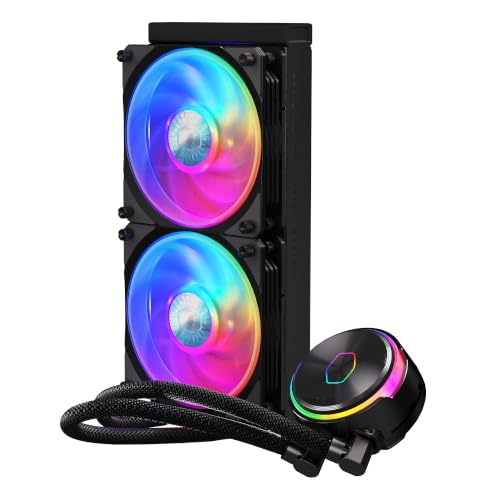 Cooler Master MasterLiquid PL240 Flux Series 240 mm AIO CPU Flüssigkeitskühler, 0 U/min, Doppelkammerpumpe, vergrößerte Kupferbasis… – Ansicht 5