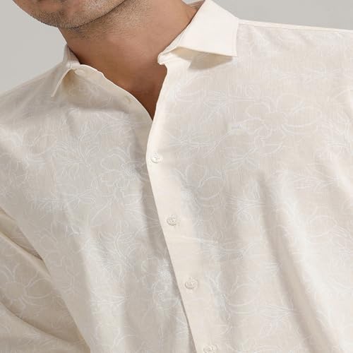 Image of BASICS Cotton-Linen Blended Men's Shirt | Slim Fit | Everyday Smart Casual Wear | Full Sleeve