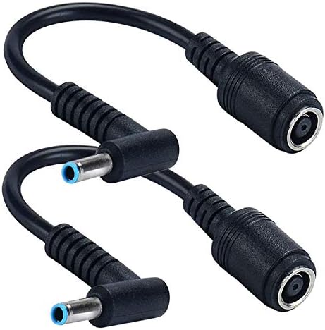 Tip Converter Adapter 7.4mm to 4.5mm Barrel Smart Blue tip Dongle Cable for Hp Charger 19.5v 45w 65w 90w 120w Stream Spectre Pavilion Envy Elitebook Split Chromebook - 2 Pack