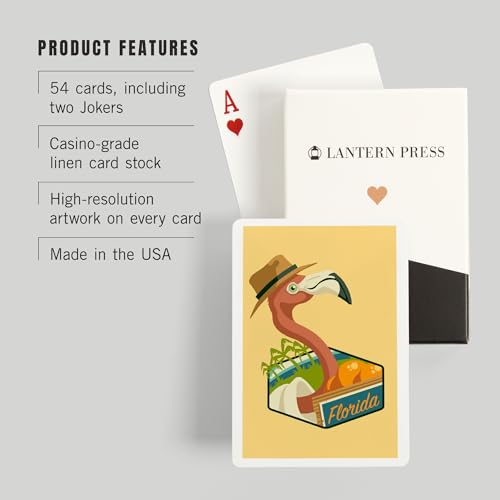 Lantern Press Florida, Flamingo y Naranjas, 52 naipes Poker miniatura 3